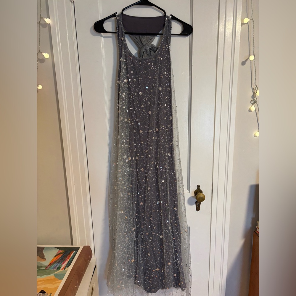 New York & Company Just Me Sleeveless Embellished Mesh Tank Dress
